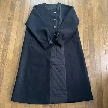 노카라 퀼팅 롱 코트 블랙 프리 사이즈