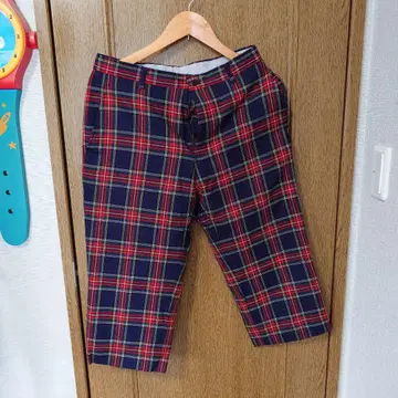 COMME CA boys M 네이비와 레드 체크 무늬 팬츠