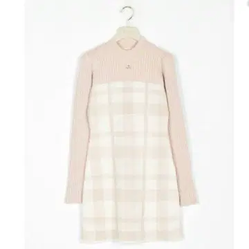 [ 미사용 ] AnMILLE 안미르 절개 체크 미니 니트 OP 핑크