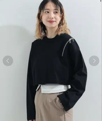 Ray BEAMS 숄더 지퍼 T셔츠