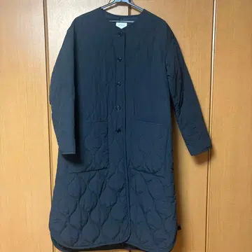 SHIPS any 38 퀼팅 롱 코트 블랙
