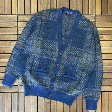90s AUSTIN REED 디자인 아트 체크 울 가디건