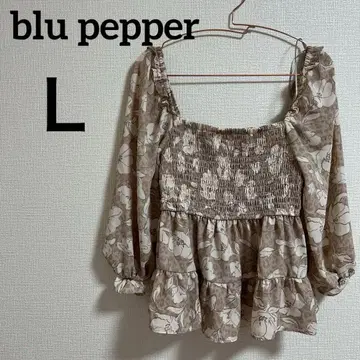 blu pepper [ L ] 플라워 블라우스 프릴 귀여운