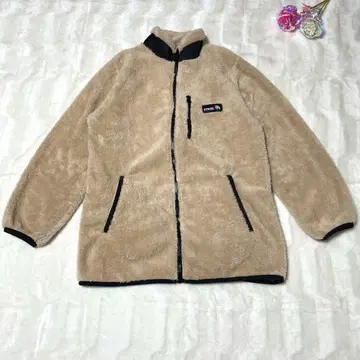모즈 풀 집업 가슴 로고 보아 자켓 포켓 플리스 베이지 L