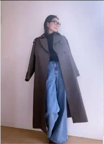 새상품  uncrave 글렌체크 트렌치코트