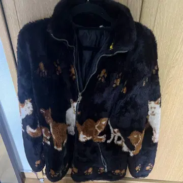 고양이 패턴 플리스 자켓