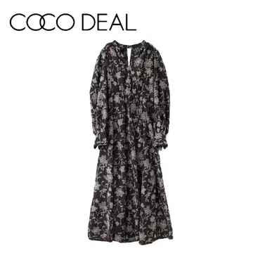 COCO DEAL 자수 플레어 원피스 차콜