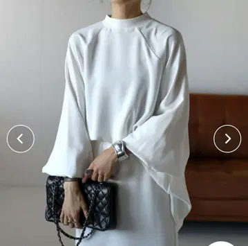 화이트 롱 드레스 벌룬 슬리브