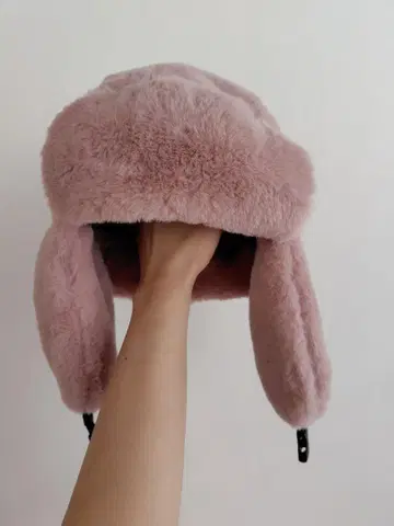 토끼 귀 모자 탁한 핑크