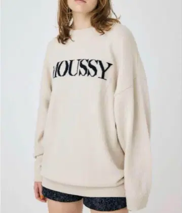 MOUSSY 로고 니트 / 샤기 마우지 로고 니트