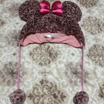 미니 레오파드 무늬 퍼 팬캡