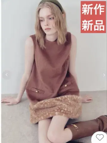 신상 새상품 완판템 릴리 브라운 퍼 도킹 미니 원피스