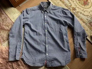 빔즈 BEAMS 깅엄 체크 셔츠 그로그랭 테이프 트리콜로르