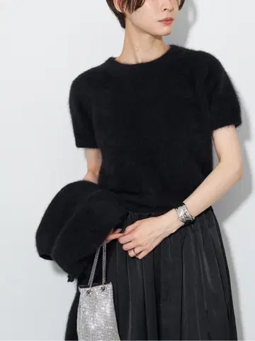 Plage 캐시미어 믹스 퍼 반팔 풀오버