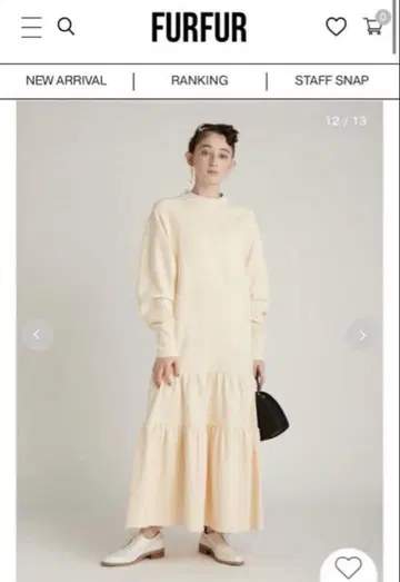 [ 새상품급 ] FURFUR 퍼퍼 티어드 맨투맨 원피스 아이보리