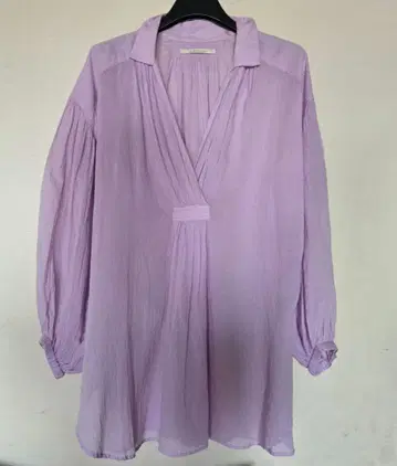 누키테파 라벤더 플리츠 셔츠