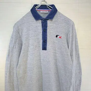 라코스테 피케 셔츠 트리콜로르 악어 자수 로고 그레이