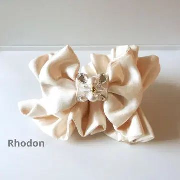 Rhodon 로돈 리본 비쥬 스크런치 아이보리