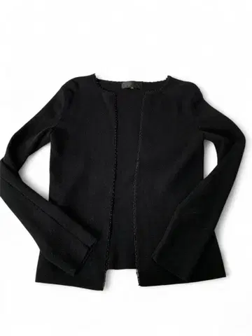 울 100 UNTITLED 언타이틀 블랙 비즈 트리밍 가디건 M