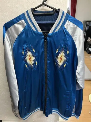 리버서블 스카잔 블루 오르테가 무늬 오버 사이즈