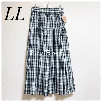 [ 새상품 ] 시마무라 yumi 체크 티어드 스커트 LL 블랙