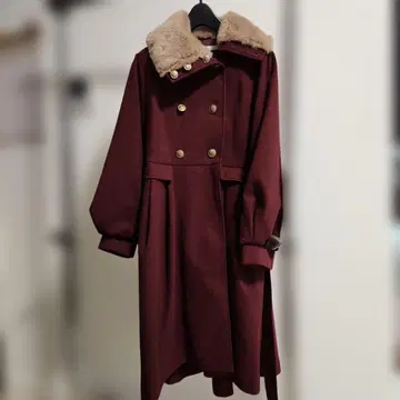 axes femme 버건디 퍼 롱 코트