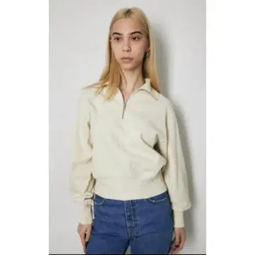 [ MOUSSY ] 크림색 하프 지퍼 트레이닝복