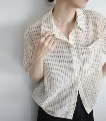 시어 스트라이프 숏 셔츠 select MOCA 새상품 새상품급