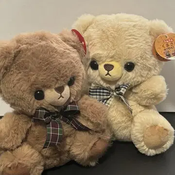 포근포근 곰돌이 체크 리본 봉제 인형