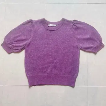 오샤레 라메 퍼프 슬리브 반팔 니트 스웨터 크롭