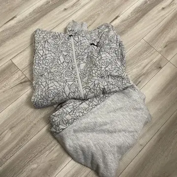PUMA 기하학 패턴 풀 지퍼 후디 그레이