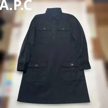 A.P.C. 블랙 무릎 기장 원피스 긴팔
