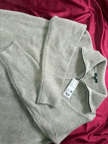 UNIQLO, 리브 베이지 집업 스웨터 XL