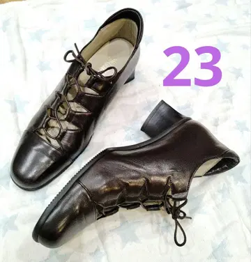 키쿠치 타케오의 신발 레이스업 펌프스 23cm 다크 브라운 가죽 일본제