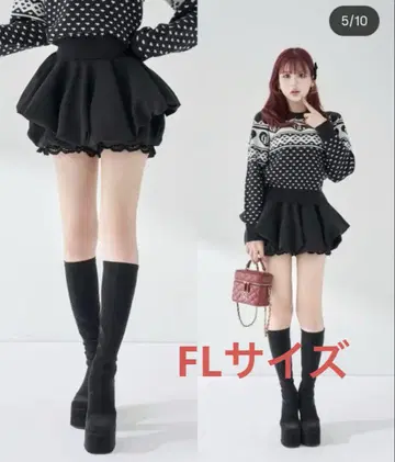 다리치 볼륨 벌룬 미니 스커트 블랙 FL 사이즈