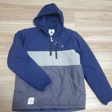 르꼬끄 스포르티브 후드 부착 패딩 자켓 네이비/그레이