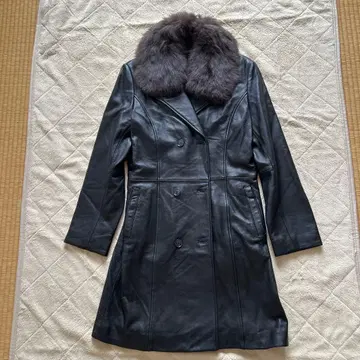 램 가죽 코트 퍼 카라 부착 M 사이즈