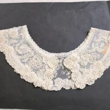아이보리 꽃무늬 자수 레이스 탈부착 카라