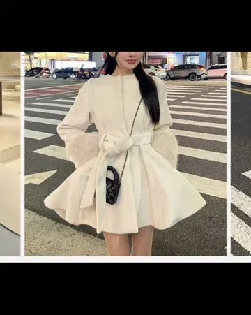 Darich 허리 벨트 멜톤 코트 아이보리