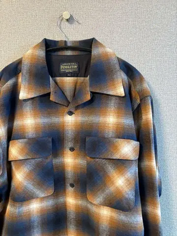 PENDLETON 긴팔 플란넬 셔츠 L 옴브레 체크 브라운 x 네이비