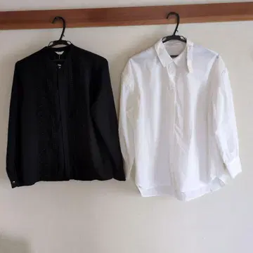 테치치 Techichi 블랙 레이스 블라우스 3way 셔츠 화이트