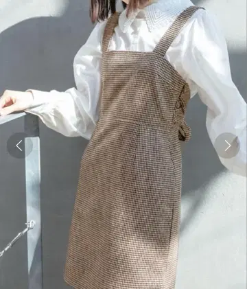 체크 무늬 백리본 걸리시 미니 점프 스커트