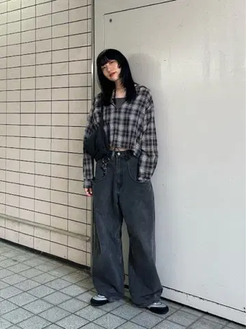 KBF 시어 체크 후디 셔츠