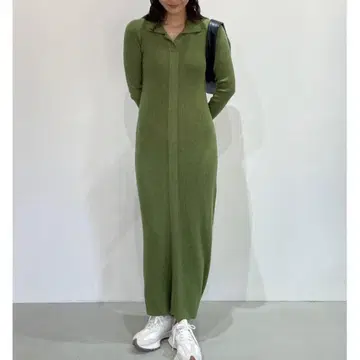 LAGUNAMOON 컬러넥 타이트 니트 원피스 그린