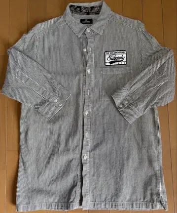 Subciety 스트라이프 패턴 XL 7부 소매 셔츠 10주년 패치