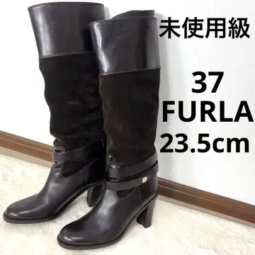 미사용급 FURLA 훌라 다크 브라운 롱 부츠 스트랩 23.5