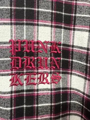 PUNK DRUNKERS 체크 무늬 ZIP 후드티 L