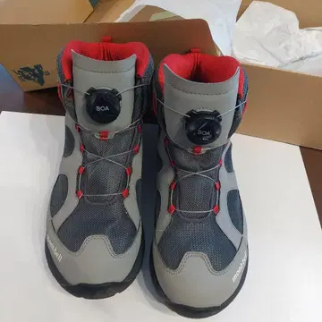 montbell 키즈 트레킹 슈즈 BOA 그레이/레드 24cm