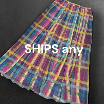 SHIPS any 플리츠 스커트 플레어 체크 무늬 롱 가을/겨울 38