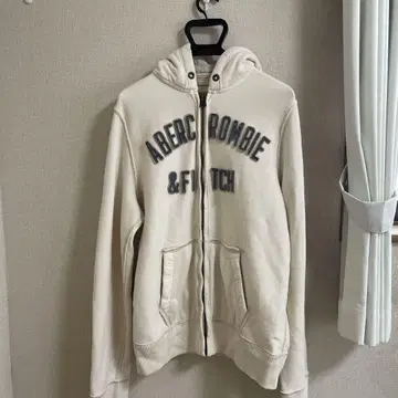 Abercrombie & Fitch 풀 집업 후드티 M 화이트